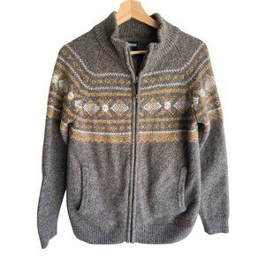 Men's Classic Brown and Cream Cardigan Sweater